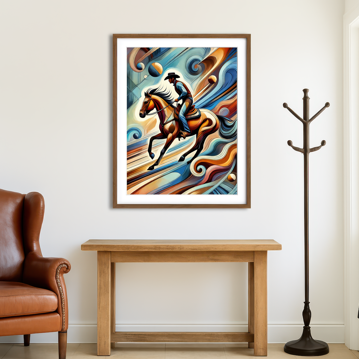 AUTO-MOCKUP ROOM | Abstract Cowboy & Horse Wall Art