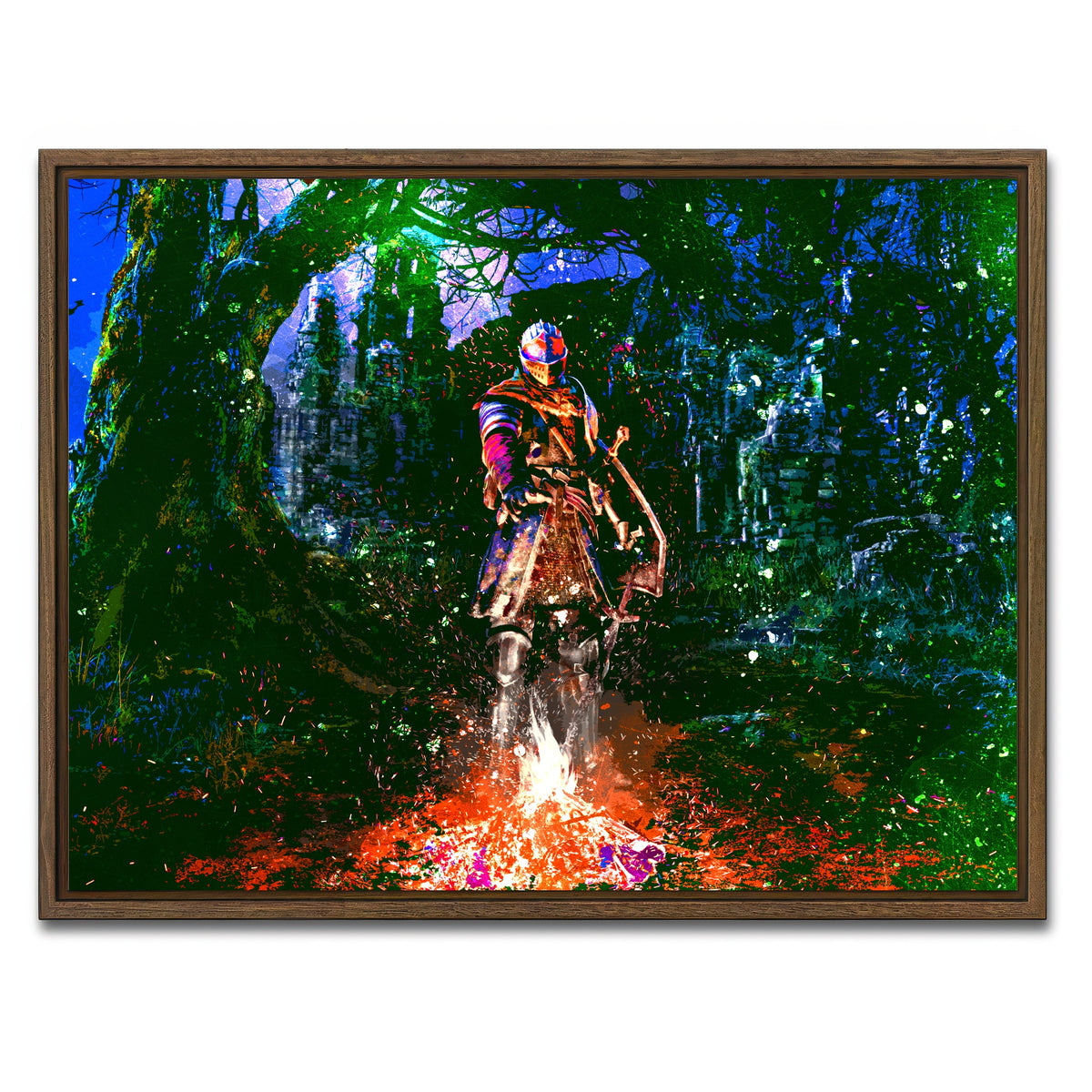 AUTO-MOCKUP WHITE | Abstract Dark Souls | 1 Piece | Walnut Framed Canvas | group=4x3