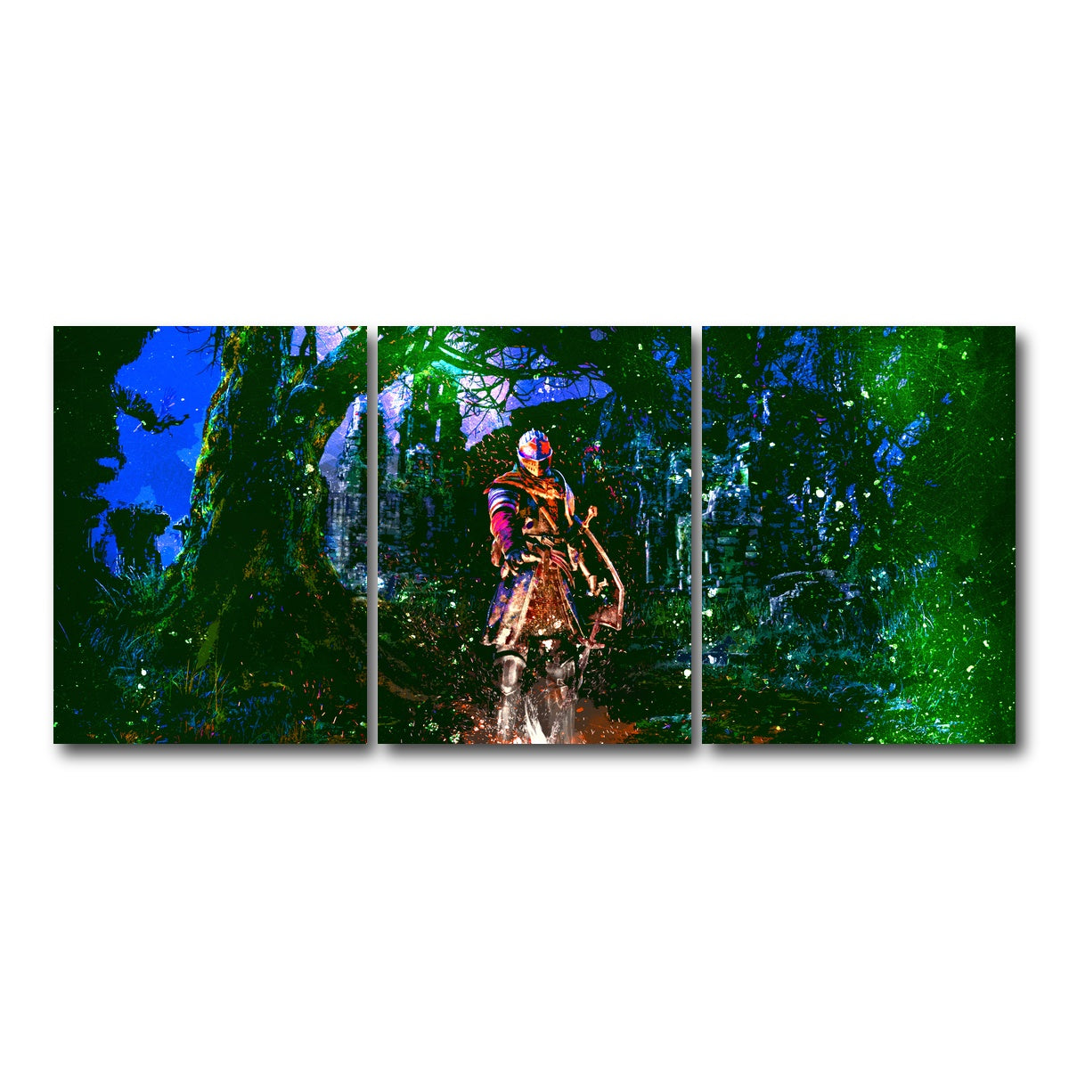 AUTO-MOCKUP WHITE | Abstract Dark Souls | 3 Piece | Gallery Wrap Canvas | group=18x24