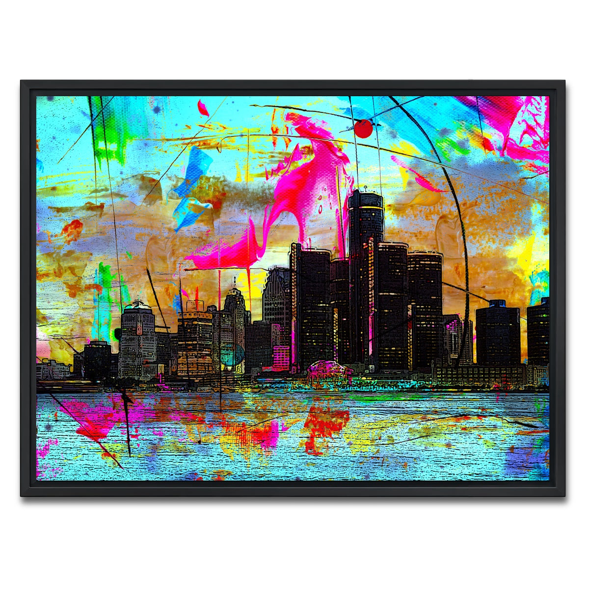 AUTO-MOCKUP WHITE | Abstract Detroit | 1 Piece | Black Framed Canvas | group=4x3