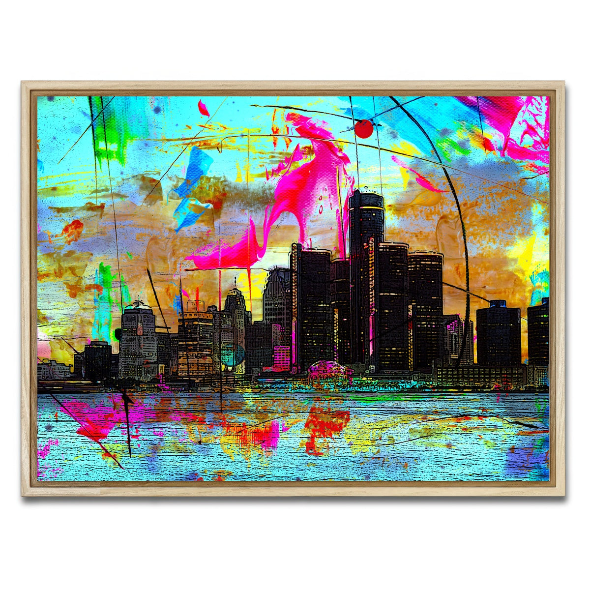 AUTO-MOCKUP WHITE | Abstract Detroit | 1 Piece | Natural Framed Canvas | group=4x3