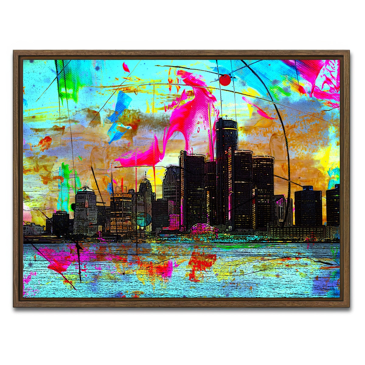 AUTO-MOCKUP WHITE | Abstract Detroit | 1 Piece | Walnut Framed Canvas | group=4x3