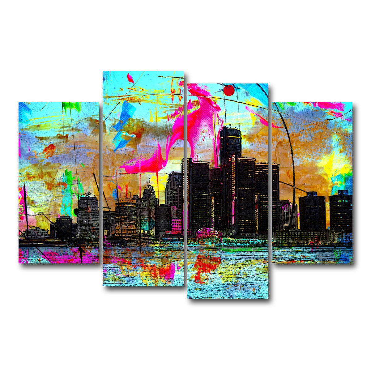 AUTO-MOCKUP WHITE | Abstract Detroit | 4 Piece | Gallery Wrap Canvas | group=4_short