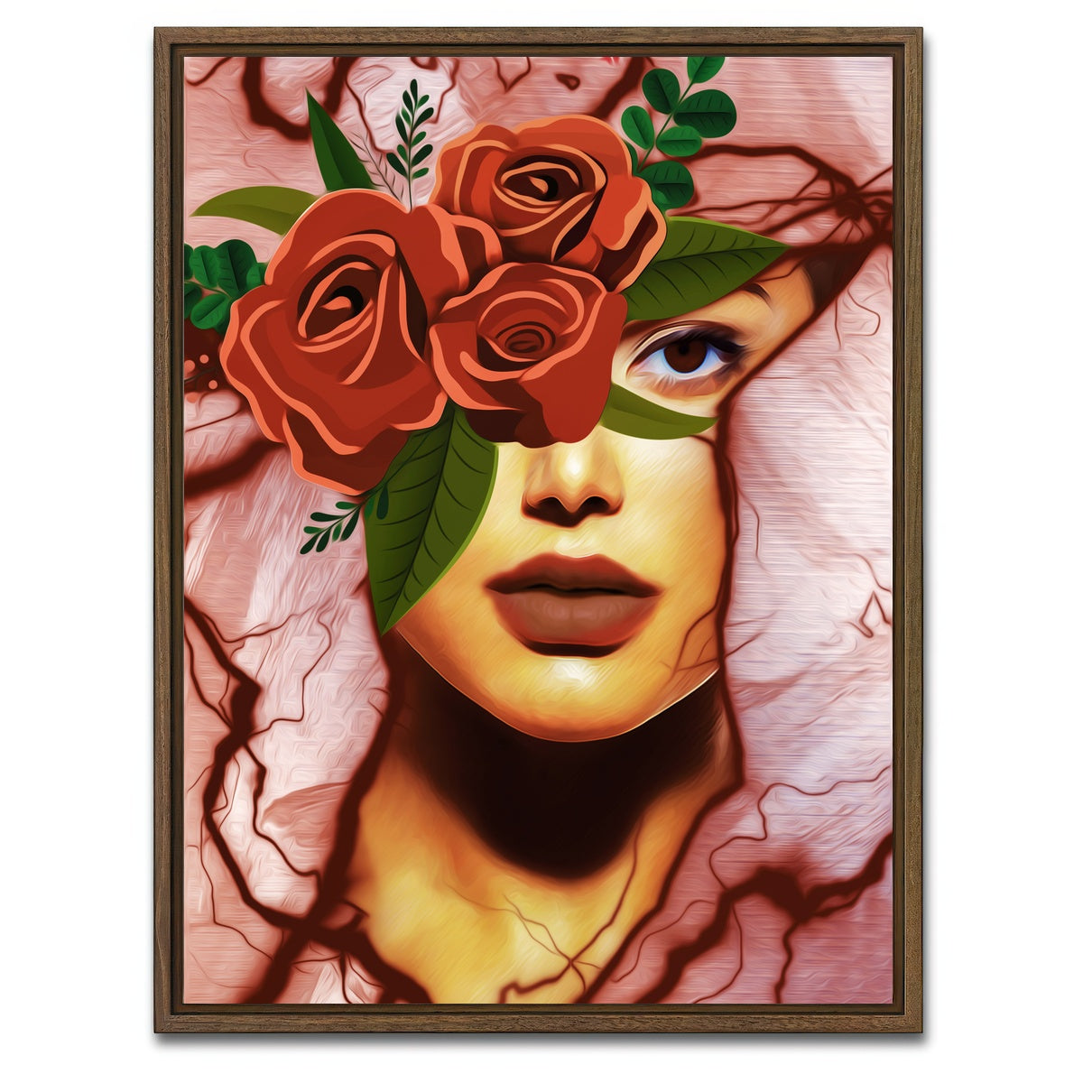 AUTO-MOCKUP WHITE | Abstract Girl | 1 Piece | Walnut Framed Canvas | group=3x4