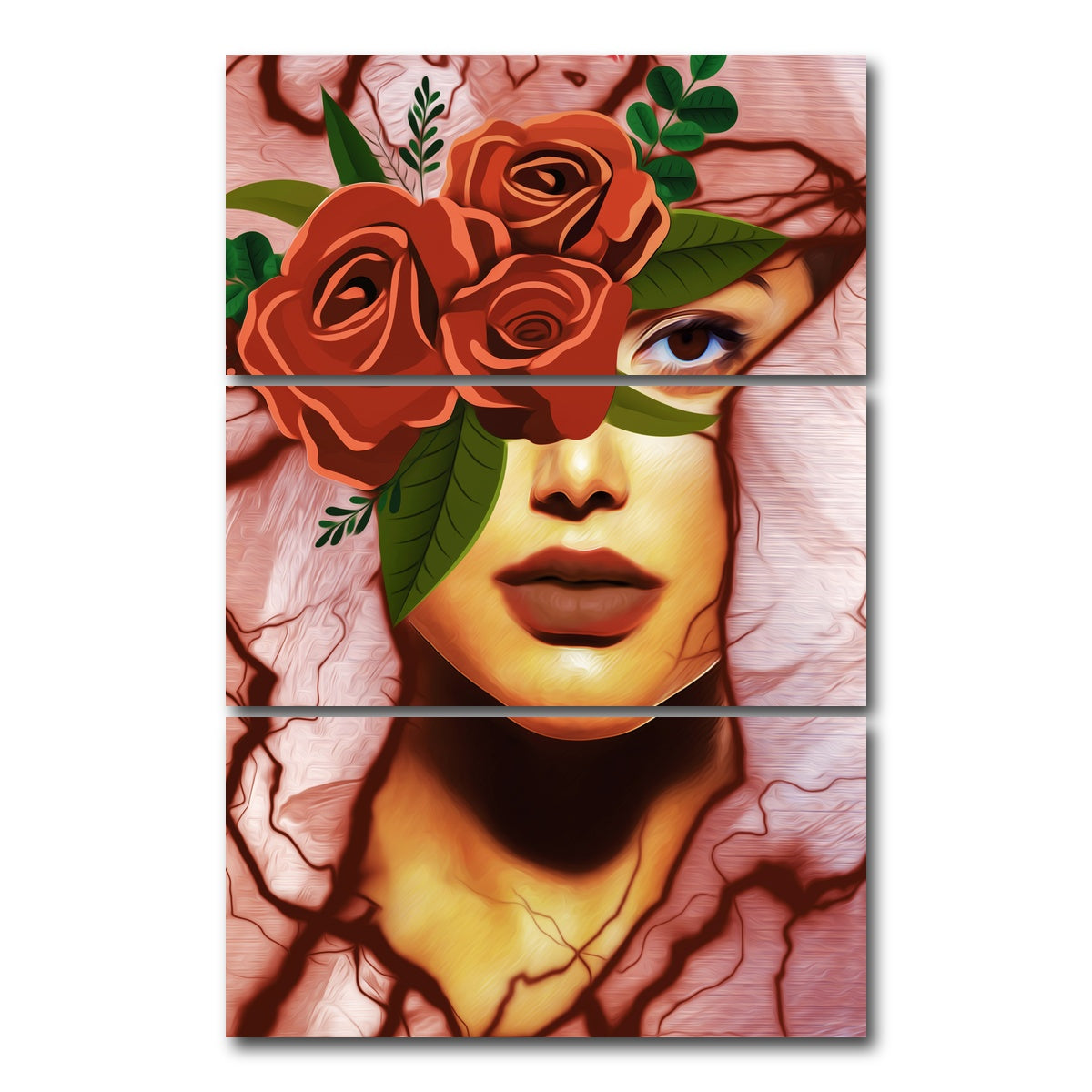 AUTO-MOCKUP WHITE | Abstract Girl | 3 Piece | Gallery Wrap Canvas | group=12x24_stacked