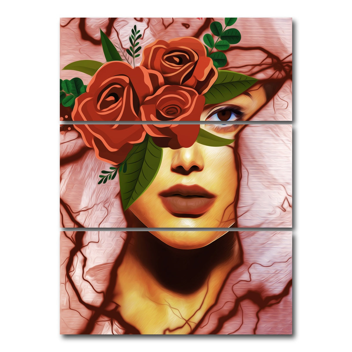 AUTO-MOCKUP WHITE | Abstract Girl | 3 Piece | Gallery Wrap Canvas | group=8x18_stacked