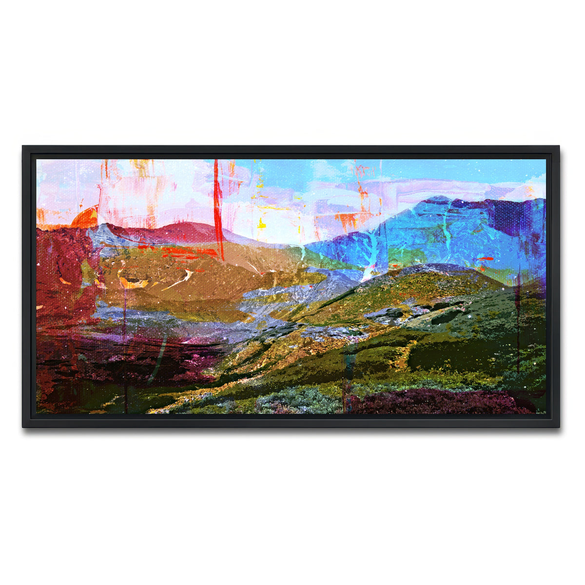 AUTO-MOCKUP WHITE | Abstract Grays & Torreys | 1 Piece | Black Framed Canvas | group=2x1