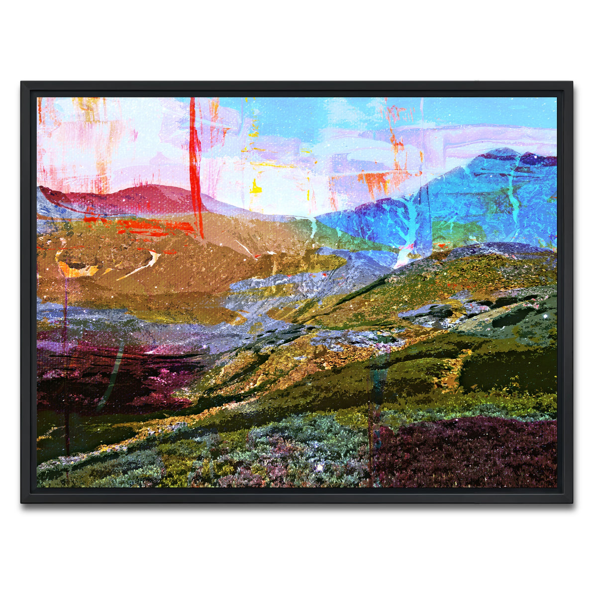 AUTO-MOCKUP WHITE | Abstract Grays & Torreys | 1 Piece | Black Framed Canvas | group=4x3