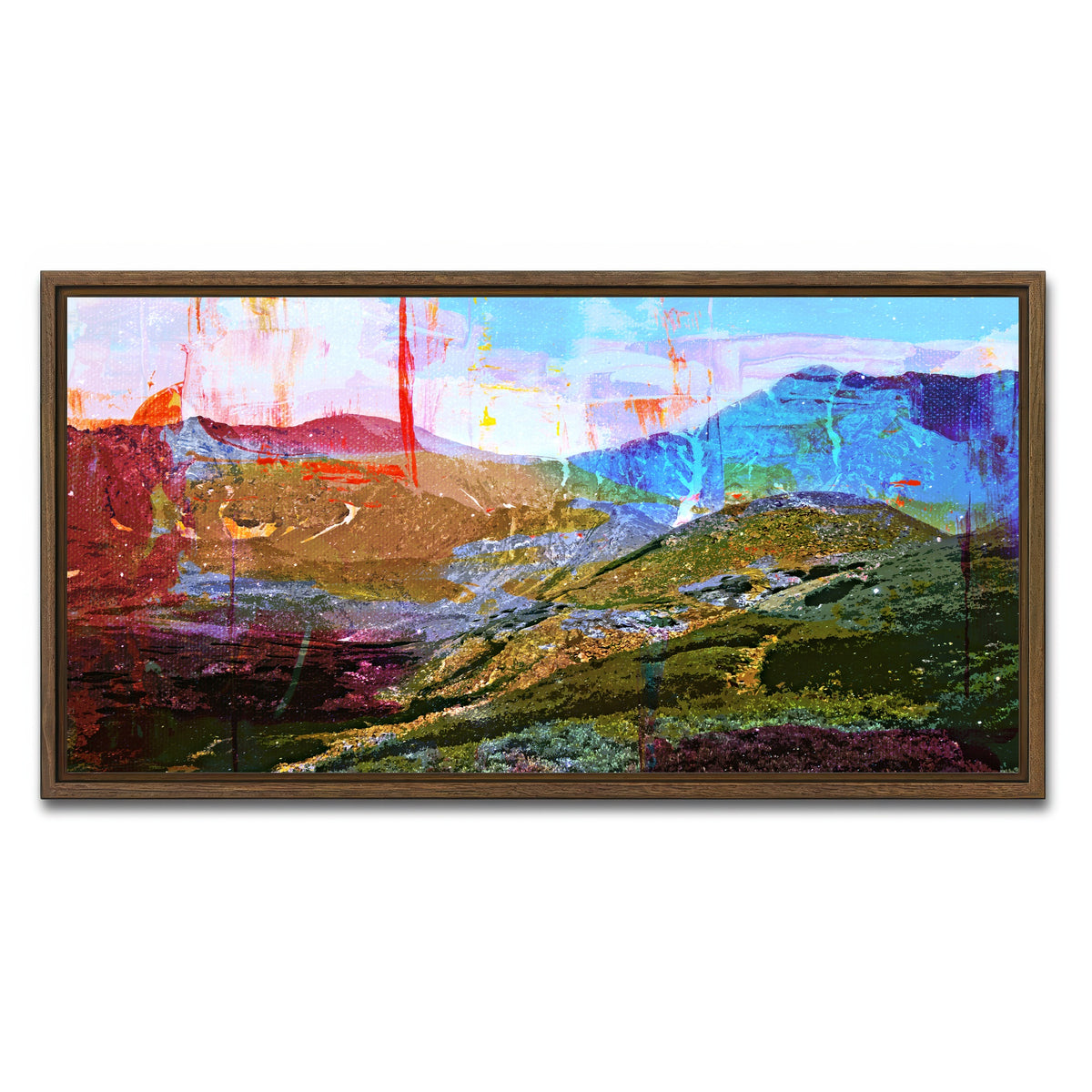 AUTO-MOCKUP WHITE | Abstract Grays & Torreys | 1 Piece | Walnut Framed Canvas | group=2x1