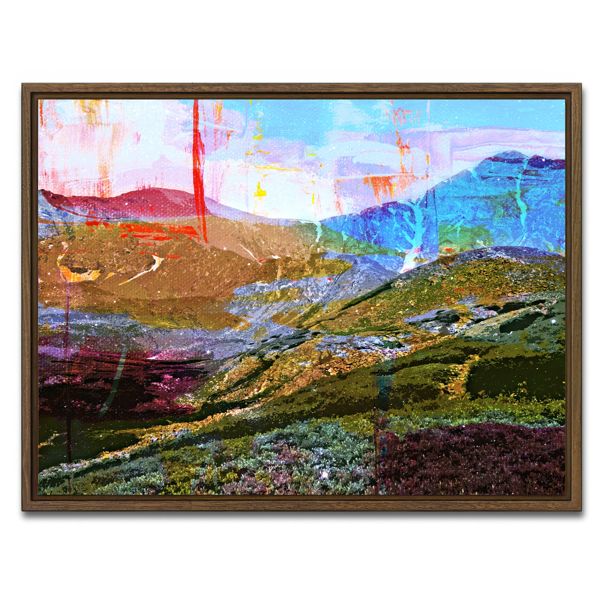 AUTO-MOCKUP WHITE | Abstract Grays & Torreys | 1 Piece | Walnut Framed Canvas | group=4x3