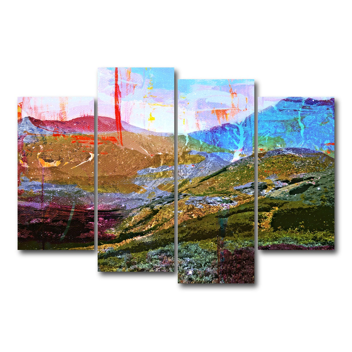AUTO-MOCKUP WHITE | Abstract Grays & Torreys | 4 Piece | Gallery Wrap Canvas | group=4_short