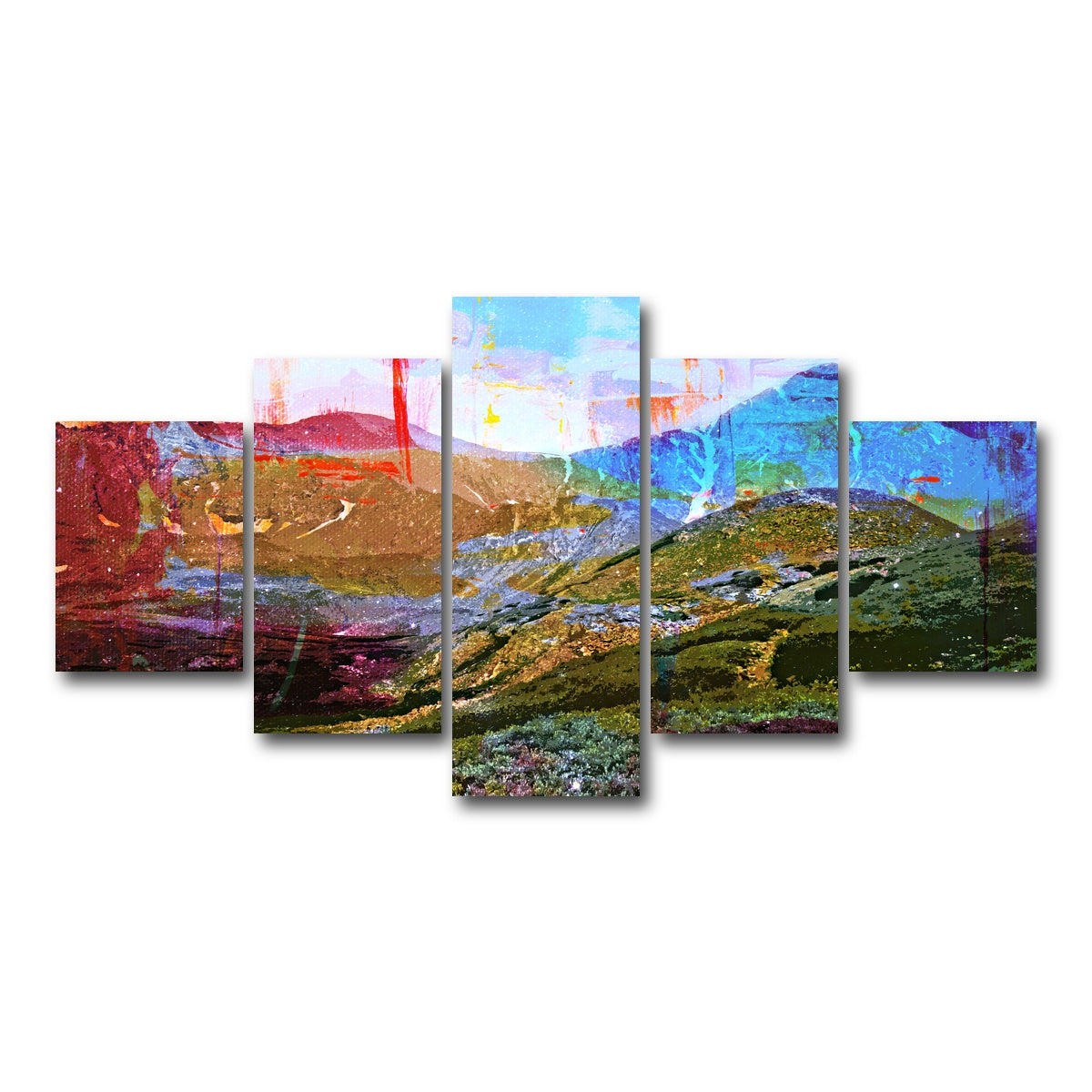 AUTO-MOCKUP WHITE | Abstract Grays & Torreys | 5 Piece | Gallery Wrap Canvas | group=5_short