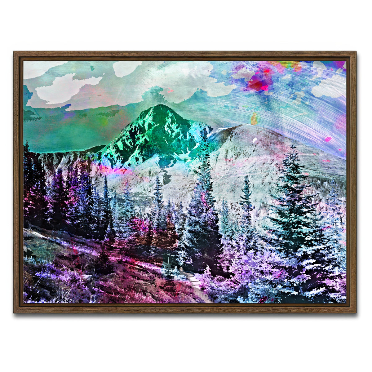 AUTO-MOCKUP WHITE | Abstract Holy Cross | 1 Piece | Walnut Framed Canvas | group=4x3