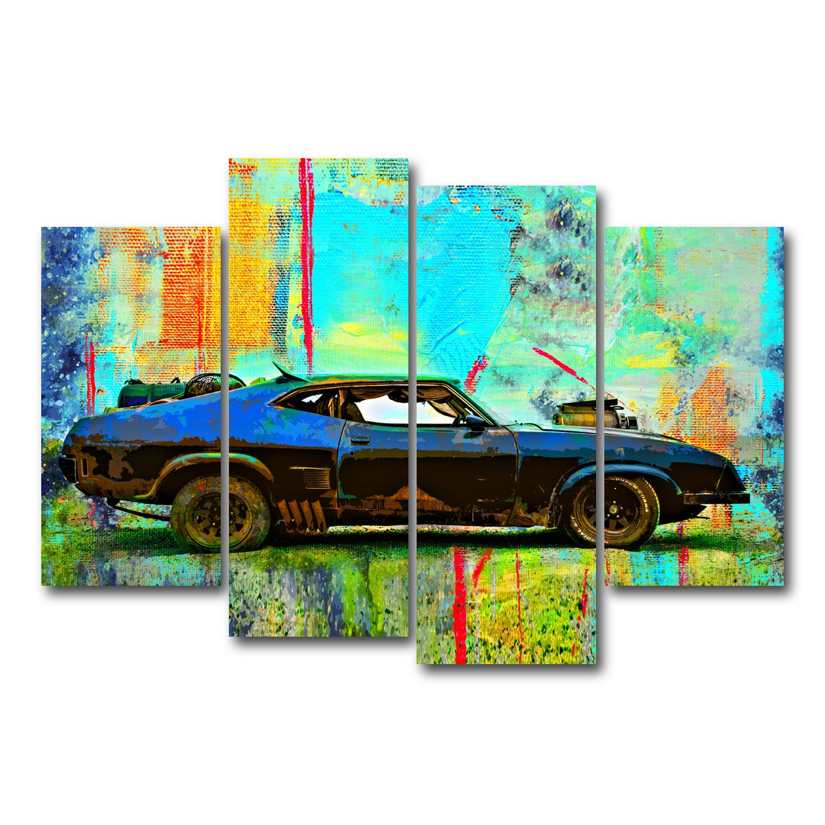 AUTO-MOCKUP WHITE | Abstract Interceptor | 4 Piece | Gallery Wrap Canvas | group=4_short