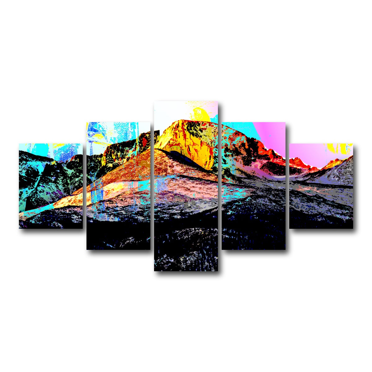 AUTO-MOCKUP WHITE | Abstract Longs Peak | 5 Piece | Gallery Wrap Canvas | group=5_short
