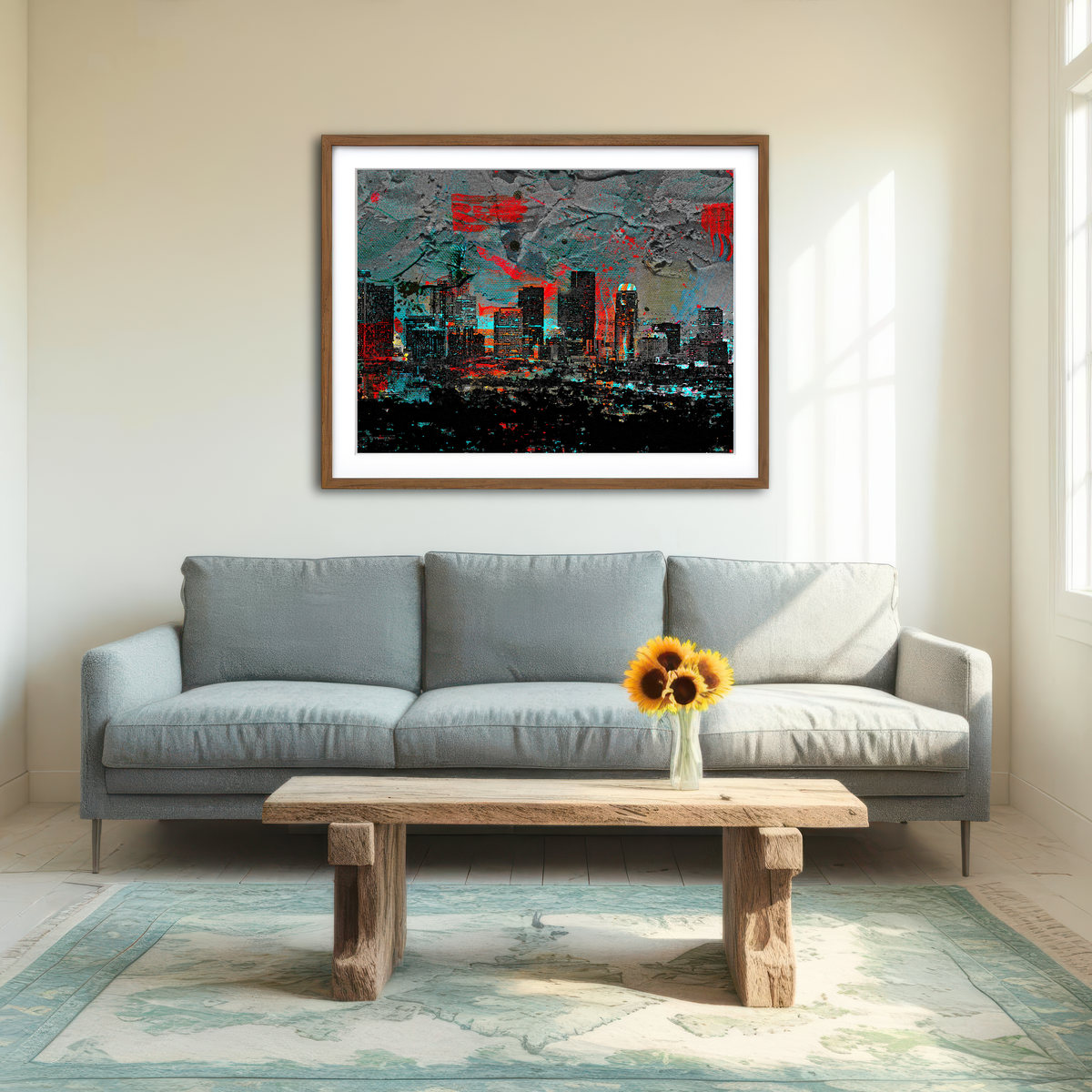 AUTO-MOCKUP ROOM | Abstract Los Angeles Skyline Wall Art