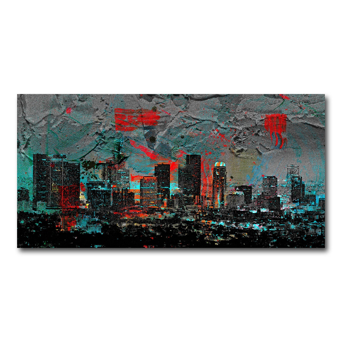 AUTO-MOCKUP WHITE | Abstract Los Angeles Skyline | 1 Piece | Gallery Wrap Canvas | group=2x1