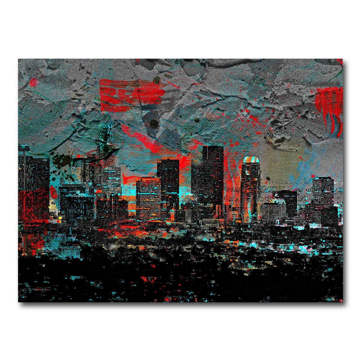 AUTO-MOCKUP WHITE | Abstract Los Angeles Skyline | 1 Piece | Gallery Wrap Canvas | group=4x3