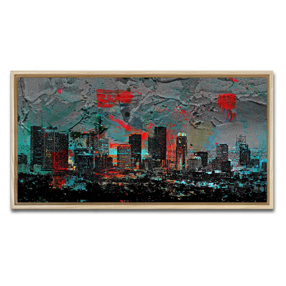 AUTO-MOCKUP WHITE | Abstract Los Angeles Skyline | 1 Piece | Natural Framed Canvas | group=2x1