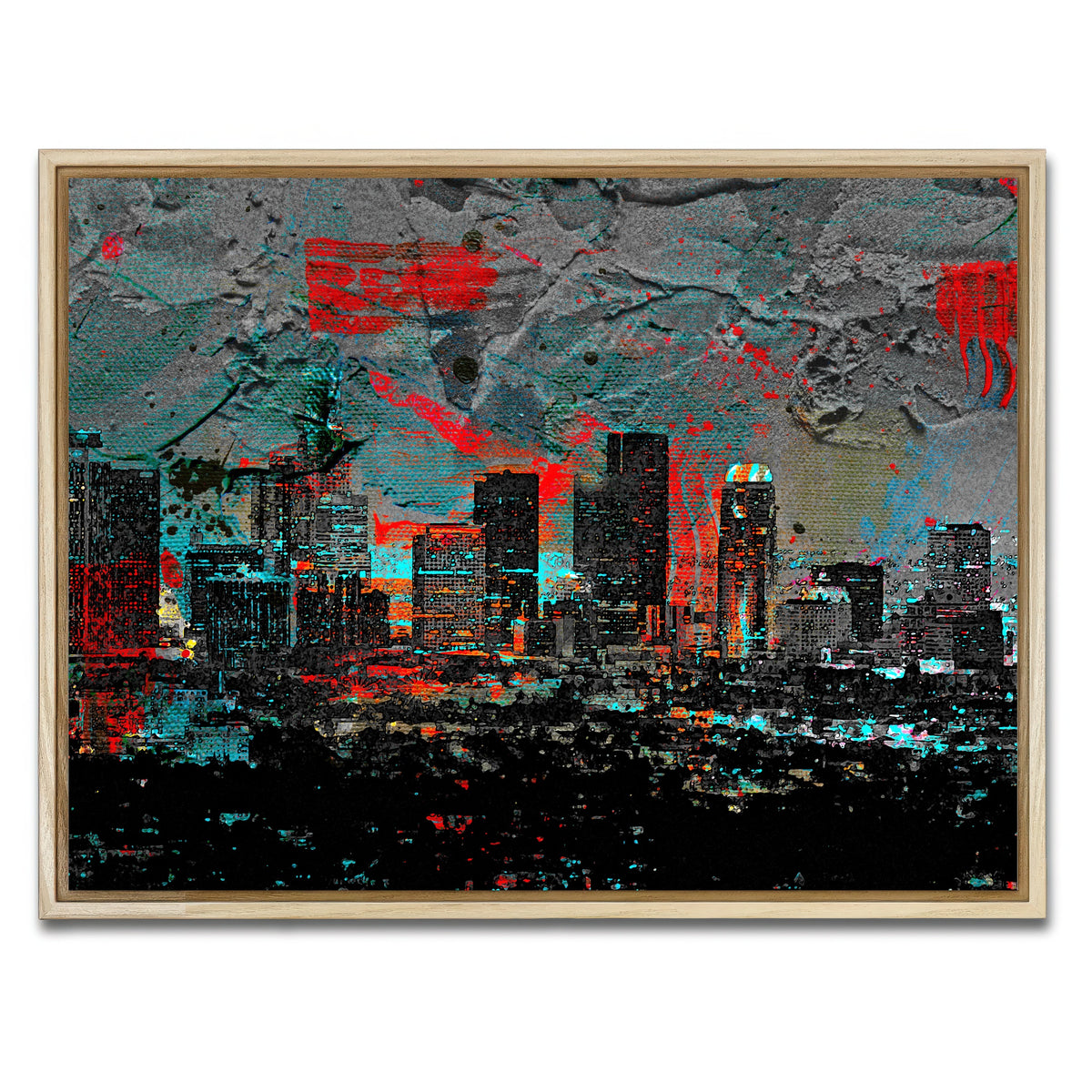 AUTO-MOCKUP WHITE | Abstract Los Angeles Skyline | 1 Piece | Natural Framed Canvas | group=4x3