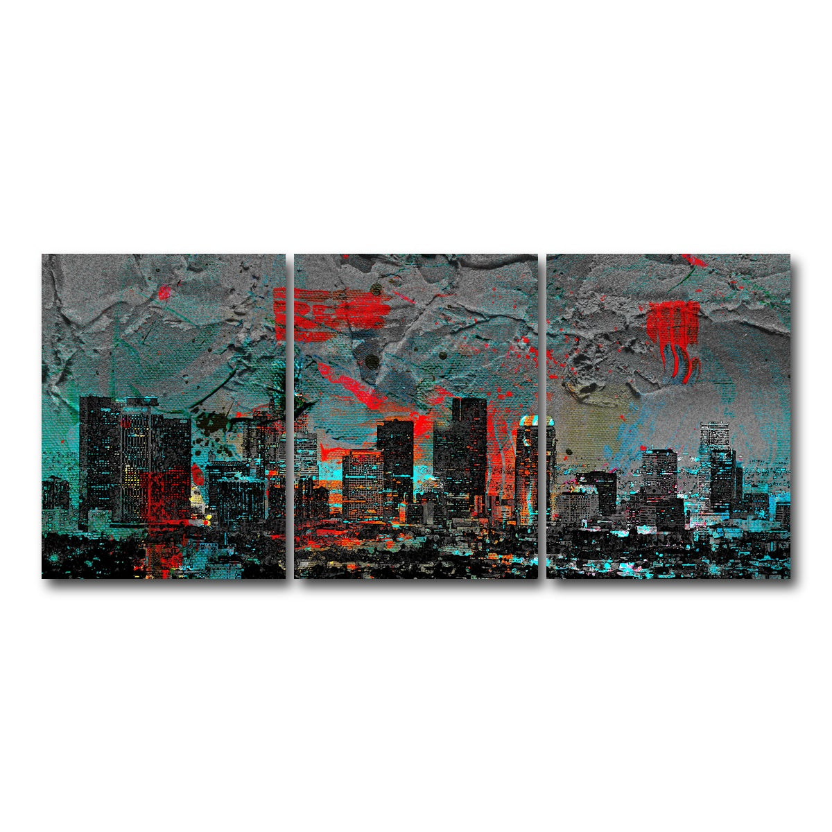 AUTO-MOCKUP WHITE | Abstract Los Angeles Skyline | 3 Piece | Gallery Wrap Canvas | group=18x24