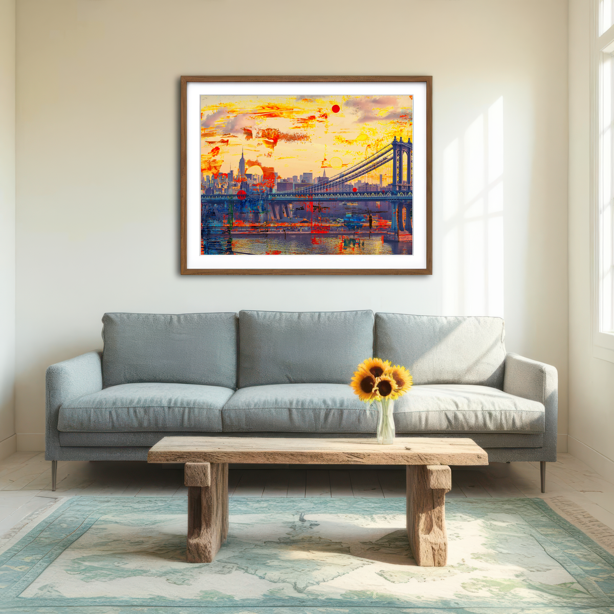 AUTO-MOCKUP ROOM | Abstract Manhattan Bridge Wall Art