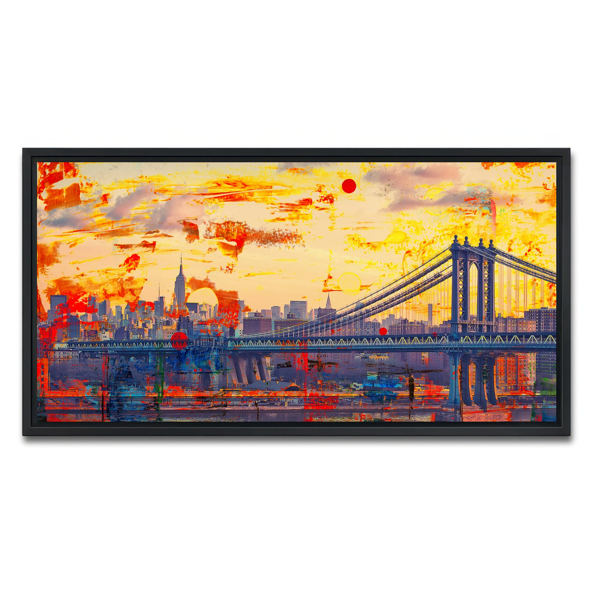 AUTO-MOCKUP WHITE | Abstract Manhattan Bridge | 1 Piece | Black Framed Canvas | group=2x1