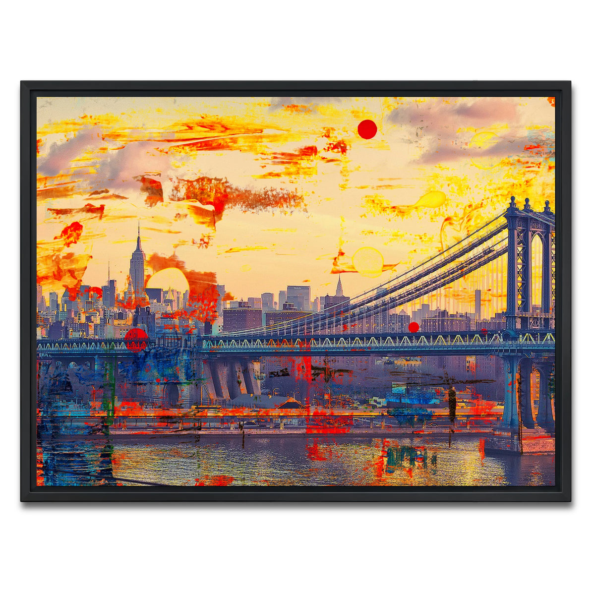 AUTO-MOCKUP WHITE | Abstract Manhattan Bridge | 1 Piece | Black Framed Canvas | group=4x3