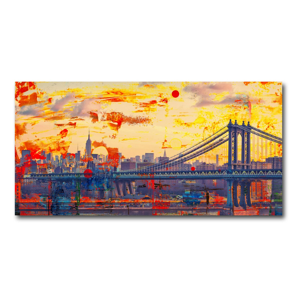 AUTO-MOCKUP WHITE | Abstract Manhattan Bridge | 1 Piece | Gallery Wrap Canvas | group=2x1