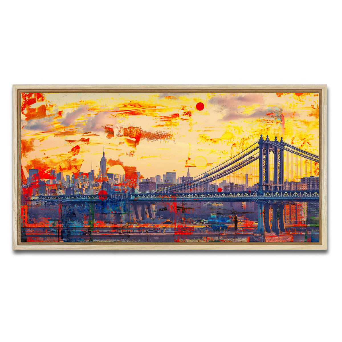 AUTO-MOCKUP WHITE | Abstract Manhattan Bridge | 1 Piece | Natural Framed Canvas | group=2x1