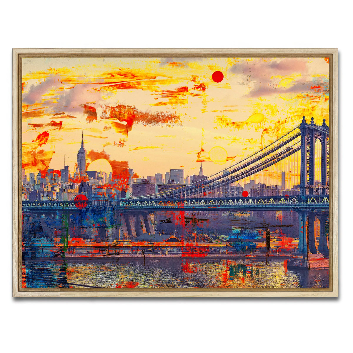 AUTO-MOCKUP WHITE | Abstract Manhattan Bridge | 1 Piece | Natural Framed Canvas | group=4x3