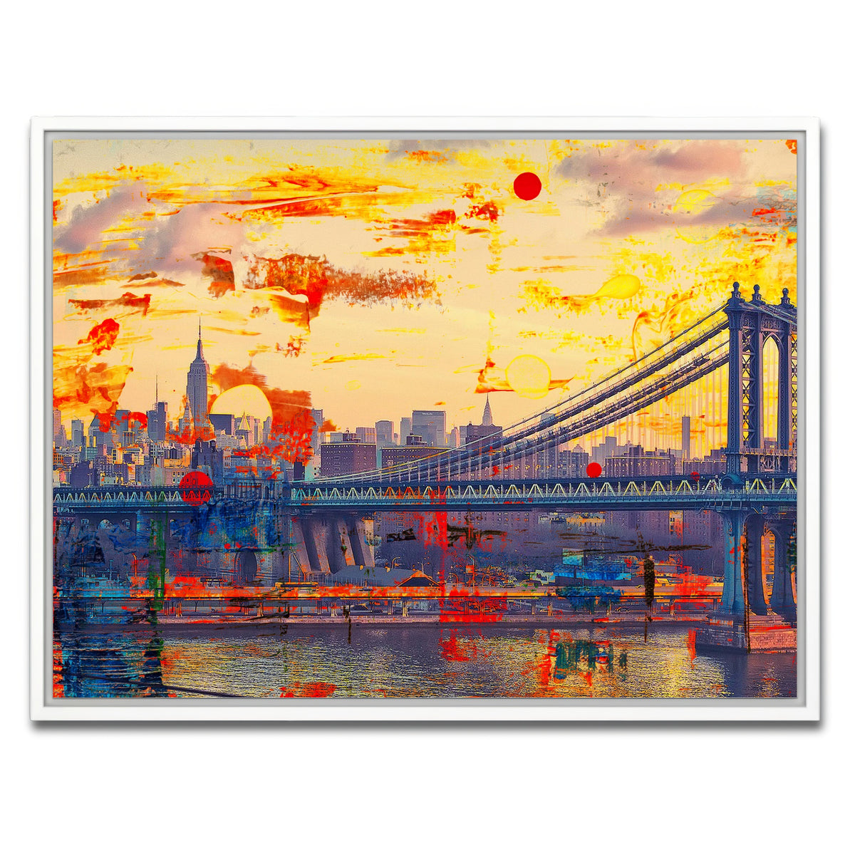 AUTO-MOCKUP WHITE | Abstract Manhattan Bridge | 1 Piece | White Framed Canvas | group=4x3