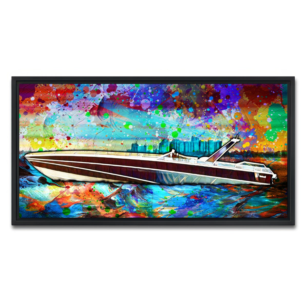 AUTO-MOCKUP WHITE | Abstract Miami Vice Scarab | 1 Piece | Black Framed Canvas | group=2x1