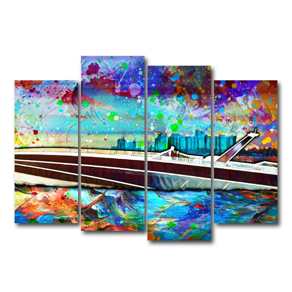 AUTO-MOCKUP WHITE | Abstract Miami Vice Scarab | 4 Piece | Gallery Wrap Canvas | group=4_normal