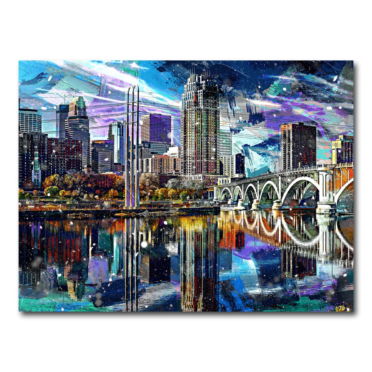 AUTO-MOCKUP WHITE | Abstract Minneapolis Skyline | 1 Piece | Gallery Wrap Canvas | group=4x3