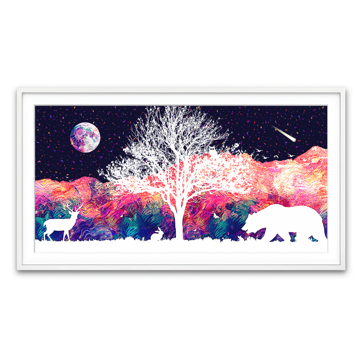 Framed Print 2x1 White