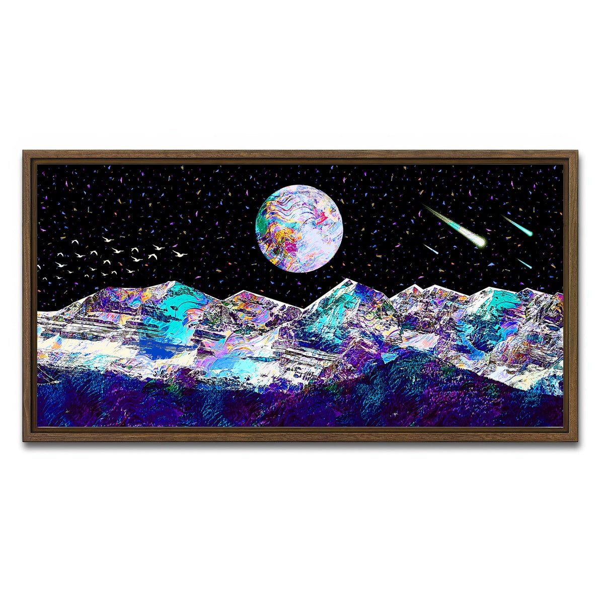 AUTO-MOCKUP WHITE | Abstract Moon | 1 Piece | Walnut Framed Canvas | group=2x1
