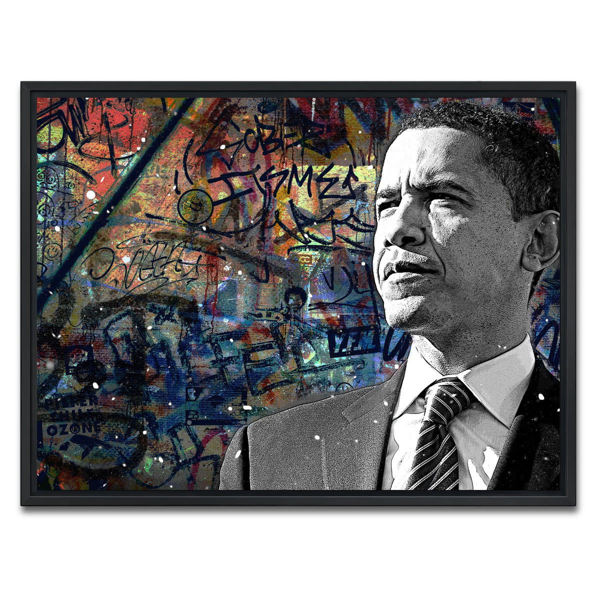 AUTO-MOCKUP WHITE | Abstract Obama | 1 Piece | Black Framed Canvas | group=4x3