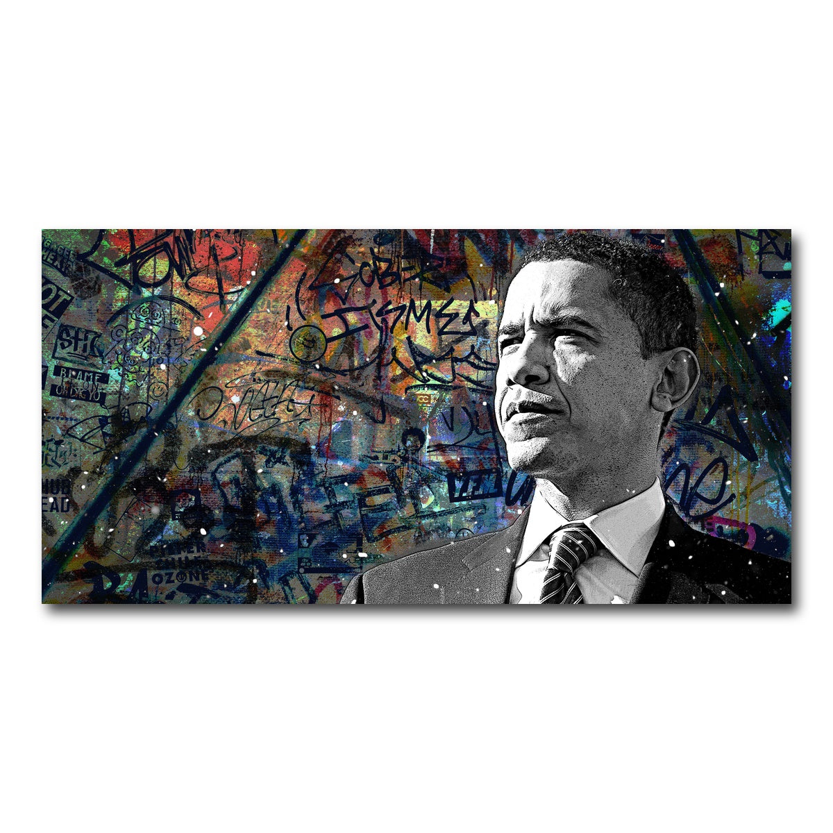 AUTO-MOCKUP WHITE | Abstract Obama | 1 Piece | Gallery Wrap Canvas | group=2x1