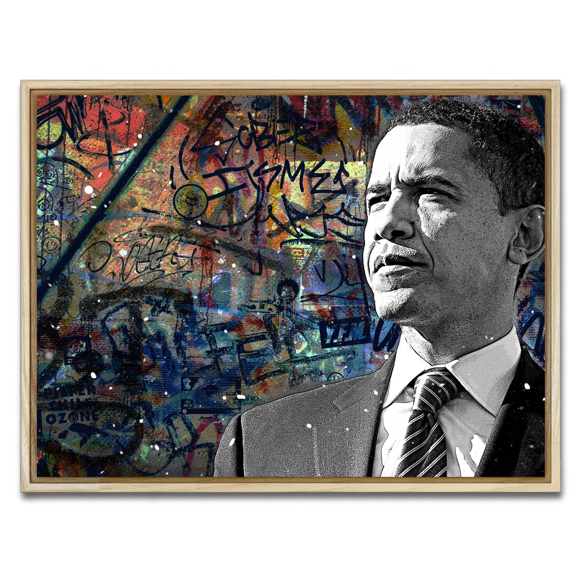 AUTO-MOCKUP WHITE | Abstract Obama | 1 Piece | Natural Framed Canvas | group=4x3