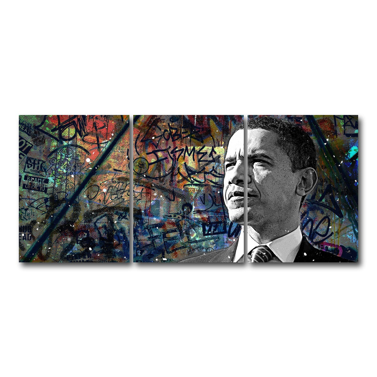 AUTO-MOCKUP WHITE | Abstract Obama | 3 Piece | Gallery Wrap Canvas | group=18x24