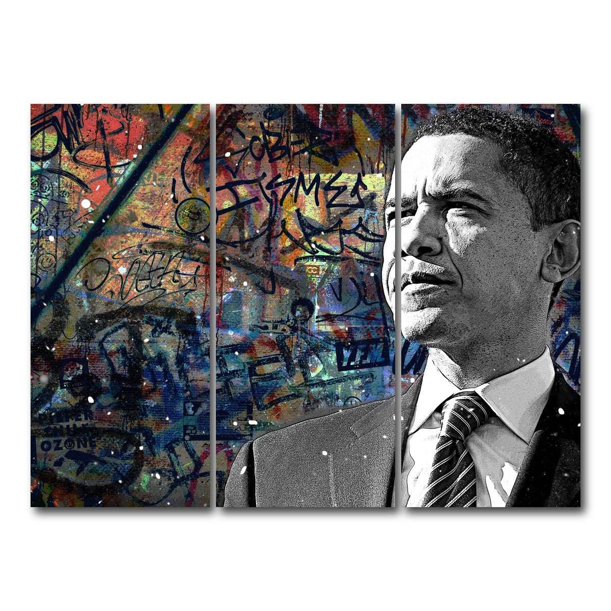 AUTO-MOCKUP WHITE | Abstract Obama | 3 Piece | Gallery Wrap Canvas | group=8x18