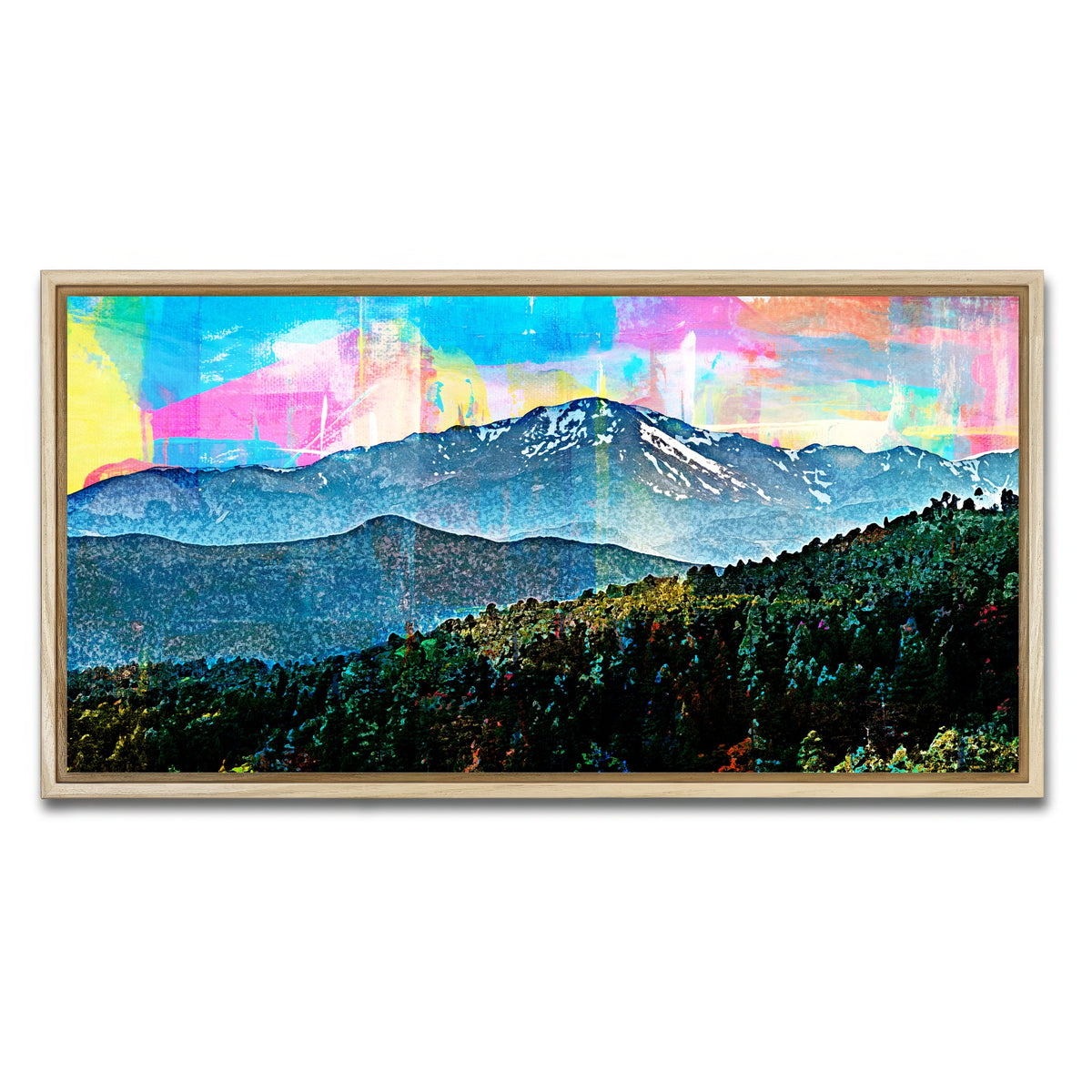 AUTO-MOCKUP WHITE | Abstract Pikes Peak | 1 Piece | Natural Framed Canvas | group=2x1