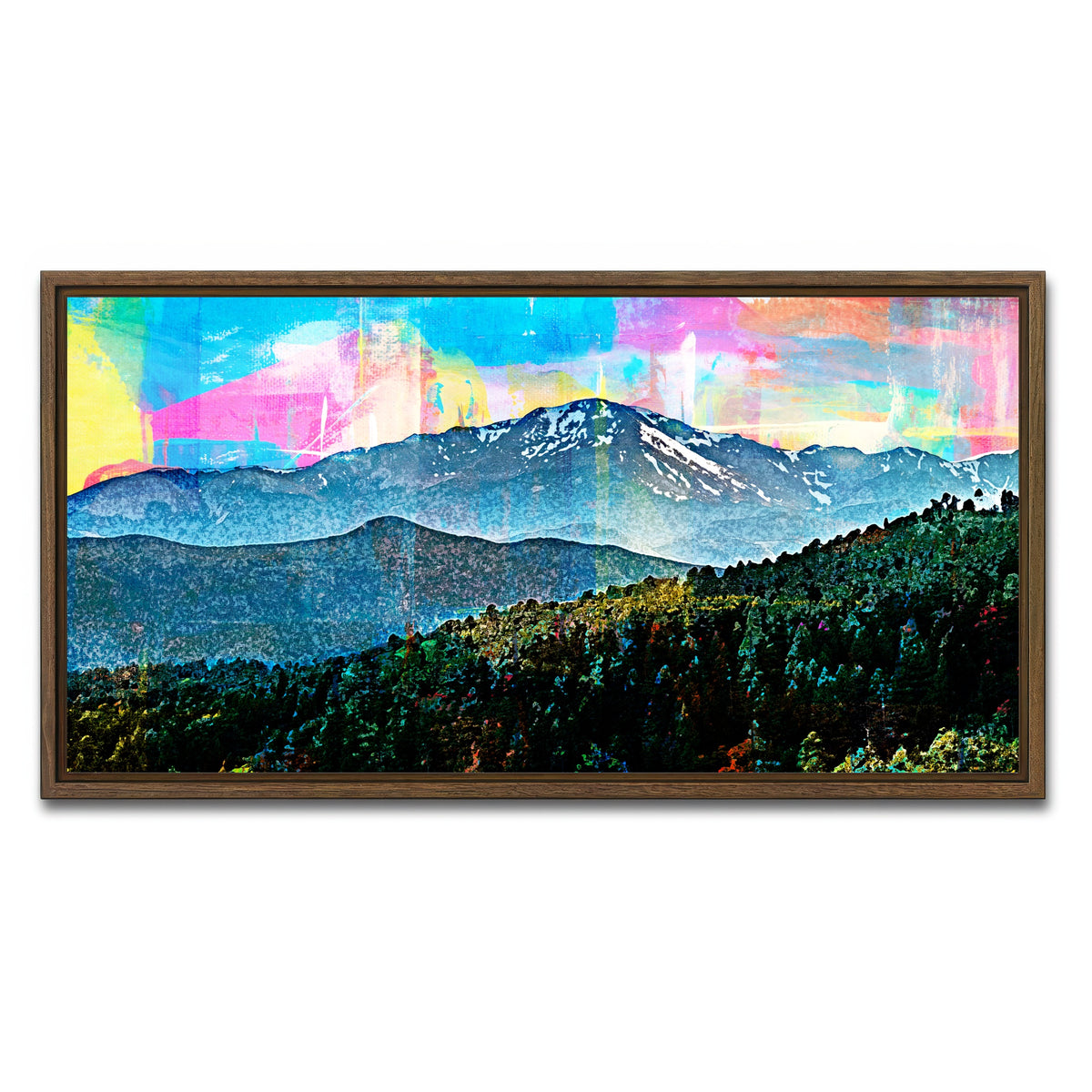 AUTO-MOCKUP WHITE | Abstract Pikes Peak | 1 Piece | Walnut Framed Canvas | group=2x1