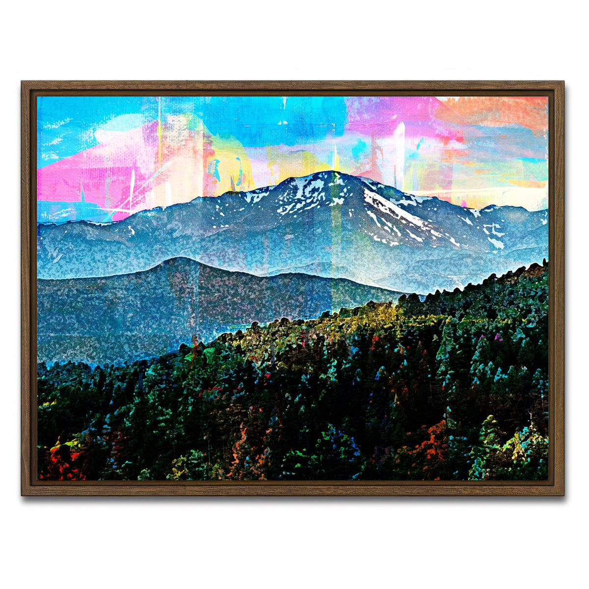 AUTO-MOCKUP WHITE | Abstract Pikes Peak | 1 Piece | Walnut Framed Canvas | group=4x3