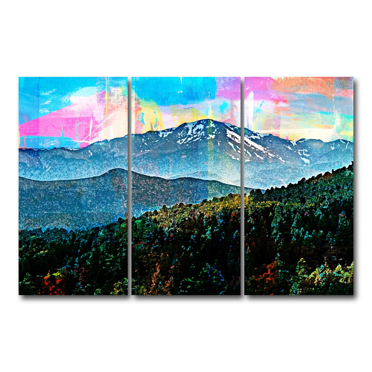 AUTO-MOCKUP WHITE | Abstract Pikes Peak | 3 Piece | Gallery Wrap Canvas | group=12x24