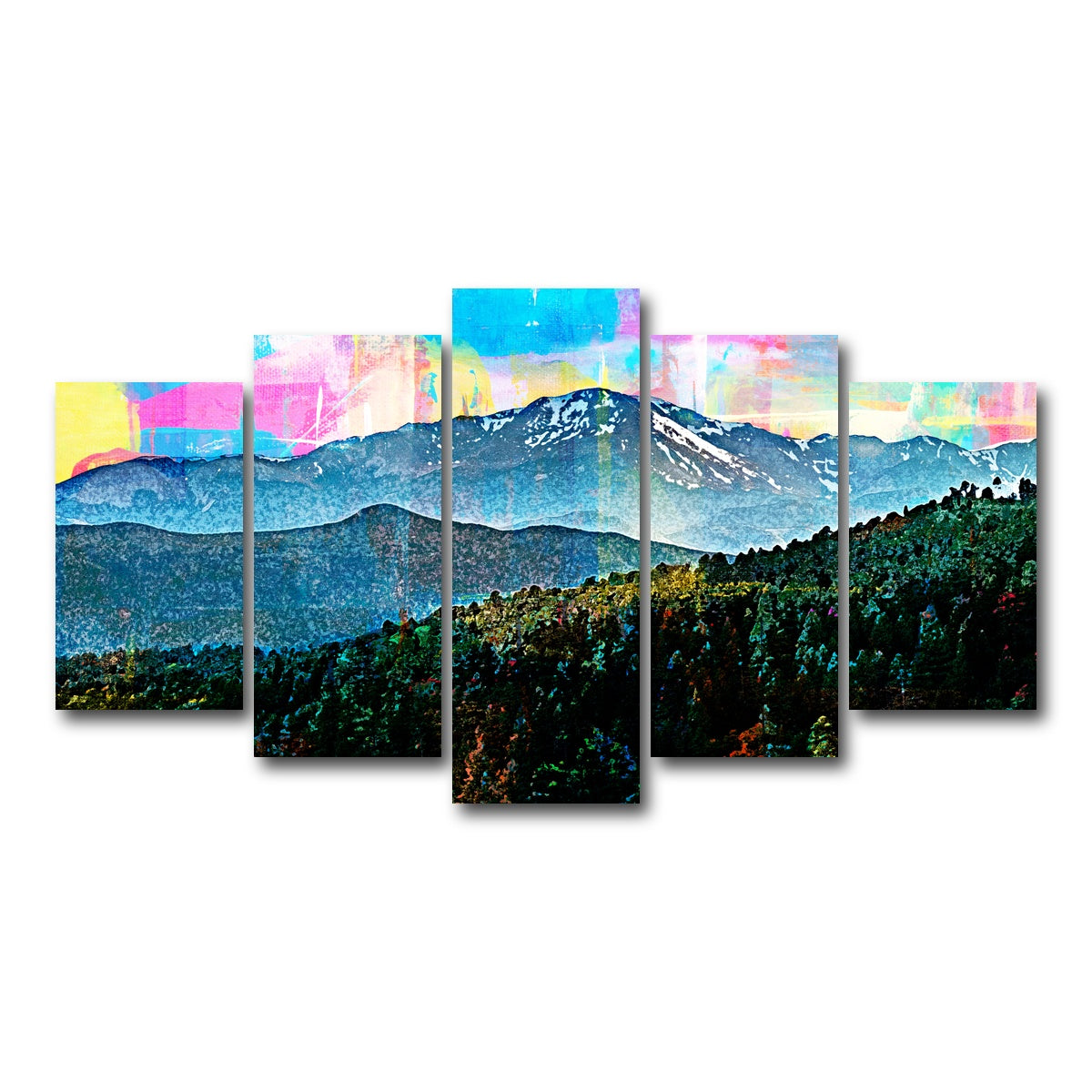 AUTO-MOCKUP WHITE | Abstract Pikes Peak | 5 Piece | Gallery Wrap Canvas | group=5_normal