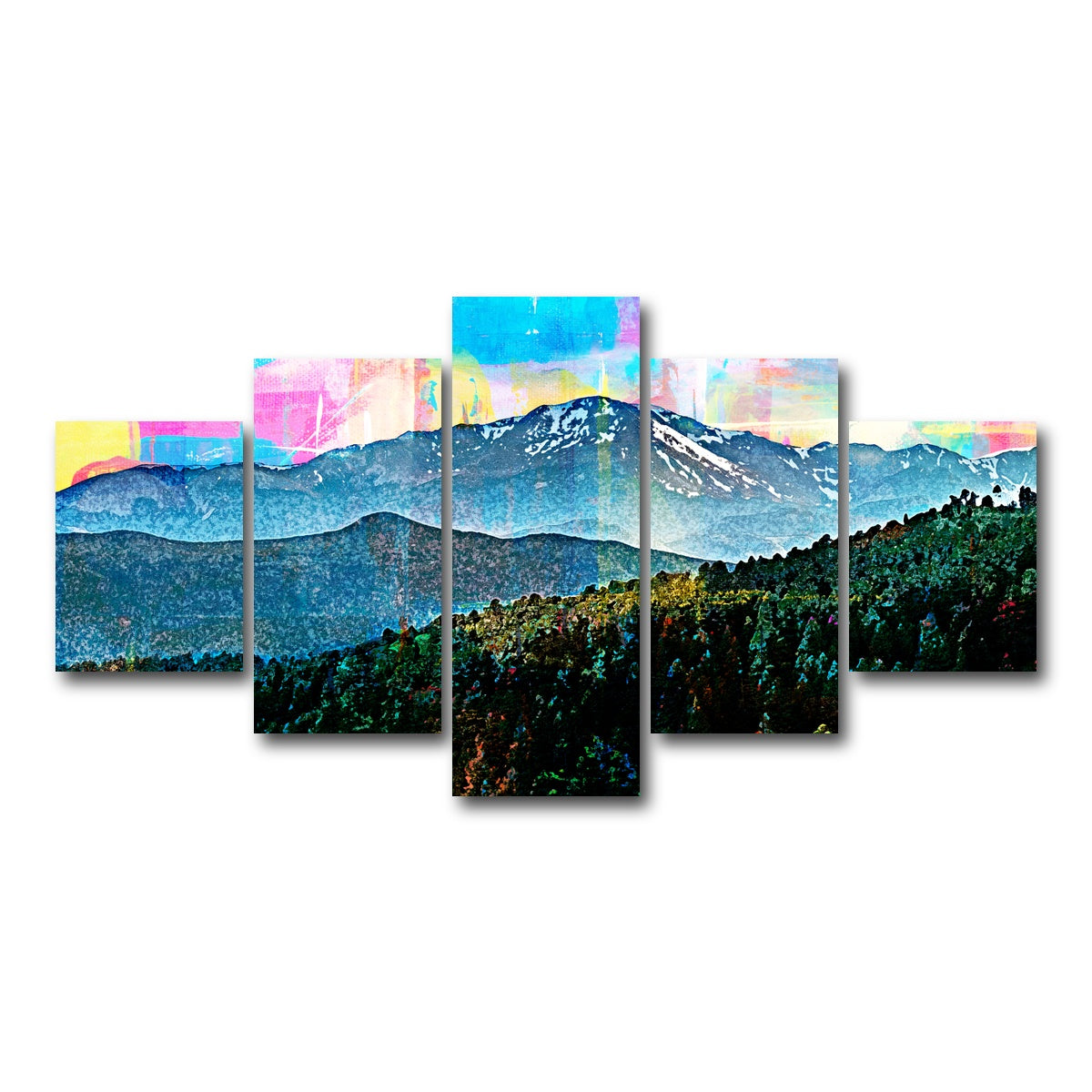 AUTO-MOCKUP WHITE | Abstract Pikes Peak | 5 Piece | Gallery Wrap Canvas | group=5_short