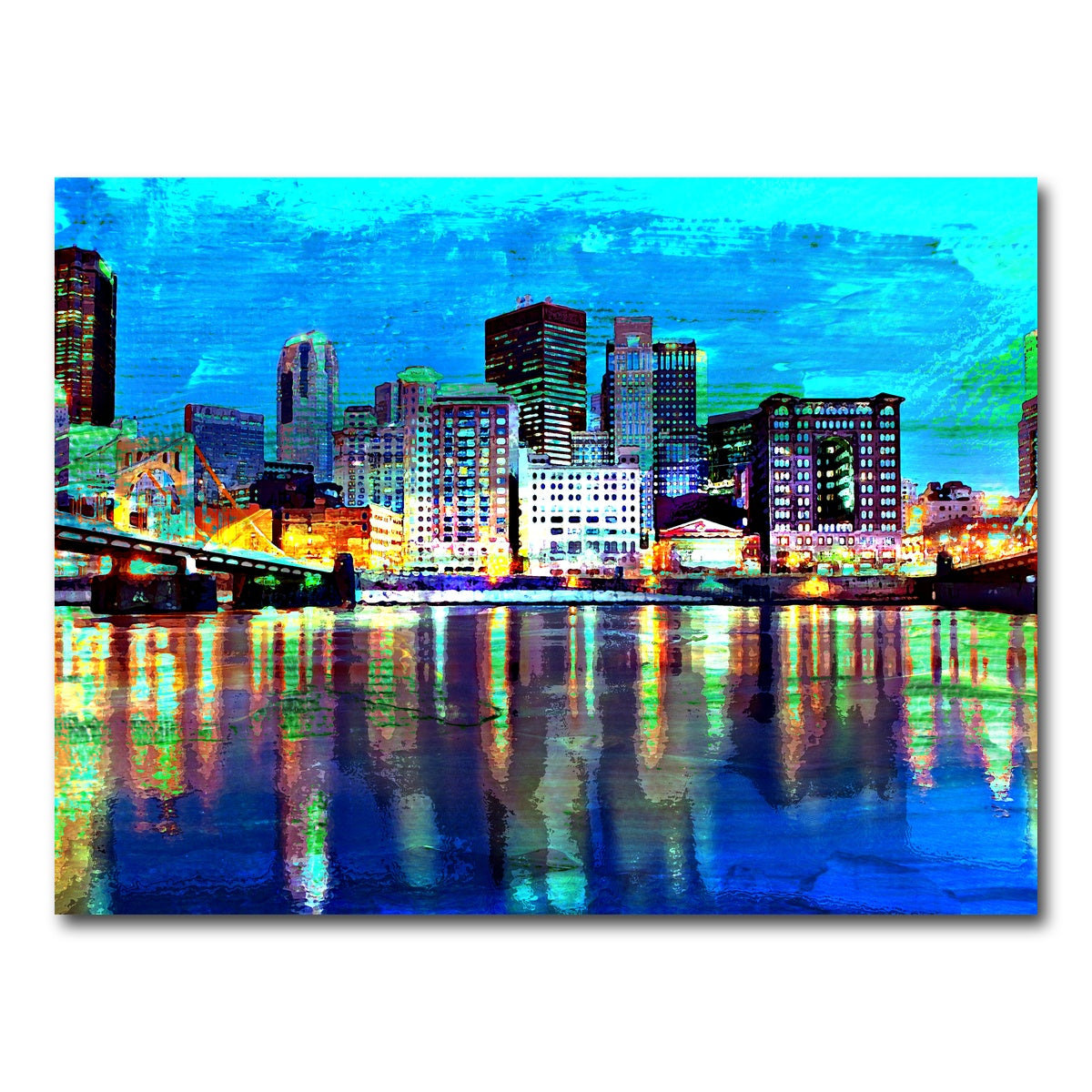 AUTO-MOCKUP WHITE | Abstract Pittsburgh At Night | 1 Piece | Gallery Wrap Canvas | group=4x3