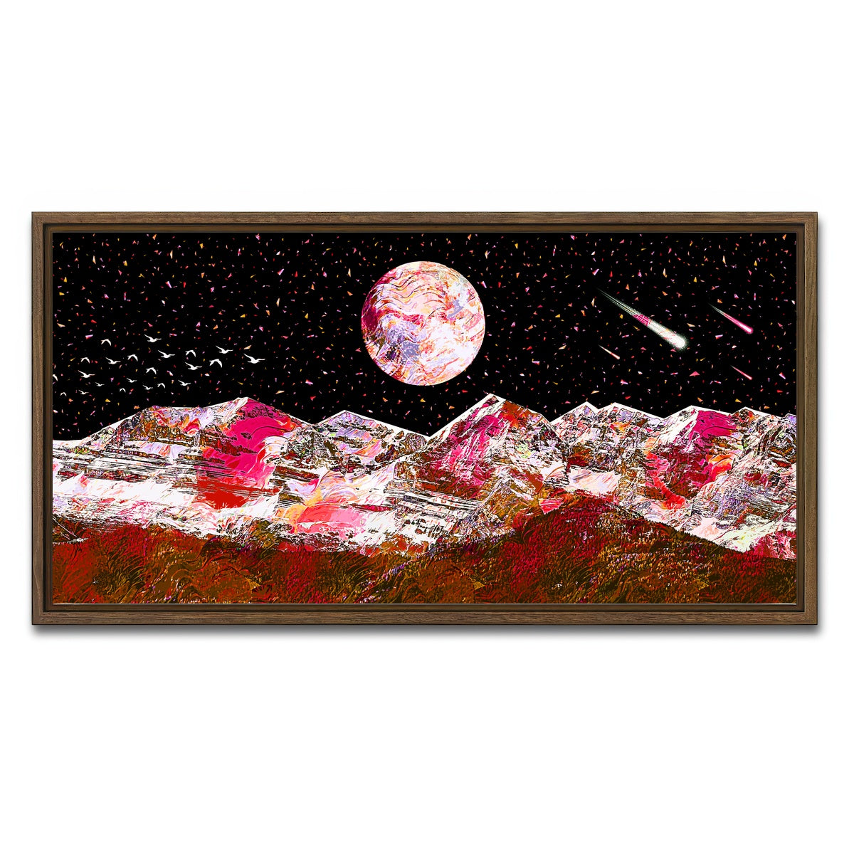 AUTO-MOCKUP WHITE | Abstract Red Moon | 1 Piece | Walnut Framed Canvas | group=2x1